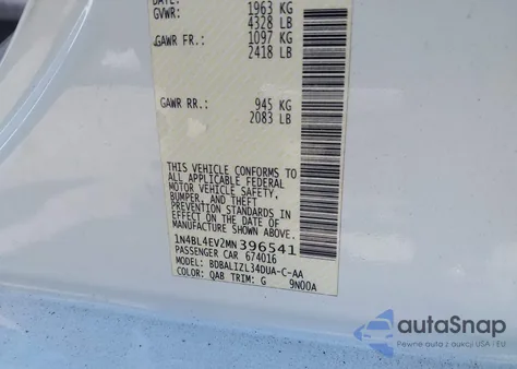 2021 Nissan Altima Sl Fwd z USA, uszkodzony, nr VIN 1N4BL4EV2MN396541